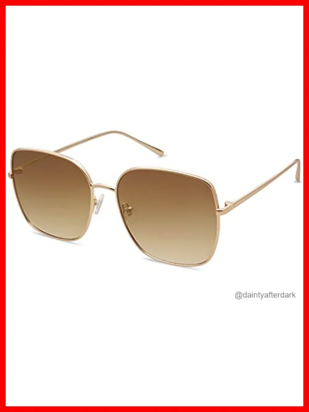 Oversized Square Metal Frame Sunglasses UV Protection